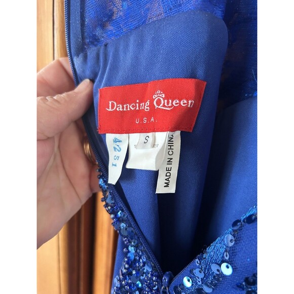 Blue Sequin Prom Formal Dress Full Length Women's Small/6 Dancing Queen - Picture 8 of 9